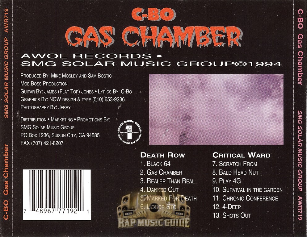 C-Bo - Gas Chamber: 2nd Press. CD | Rap Music Guide